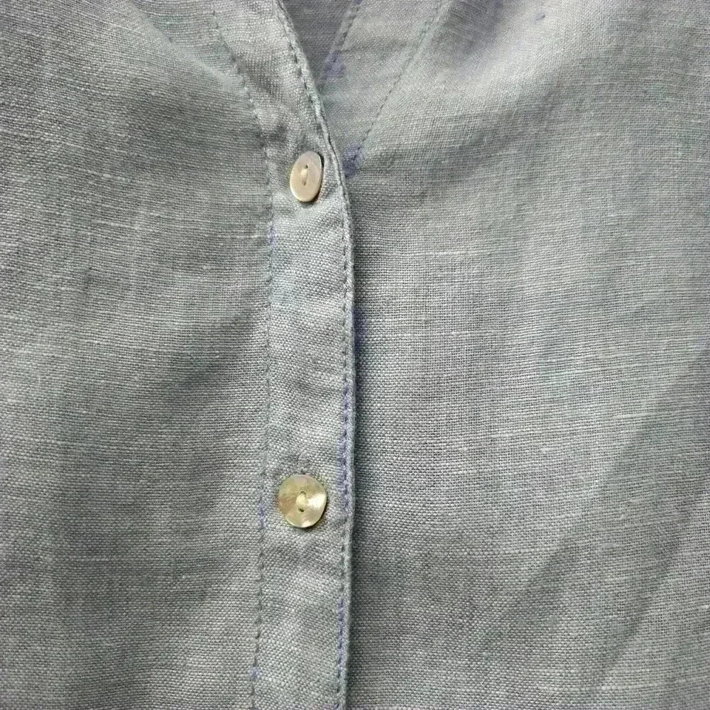 Sigrid Olsen Blue 100% Linen Chambray Button Up B… - image 5